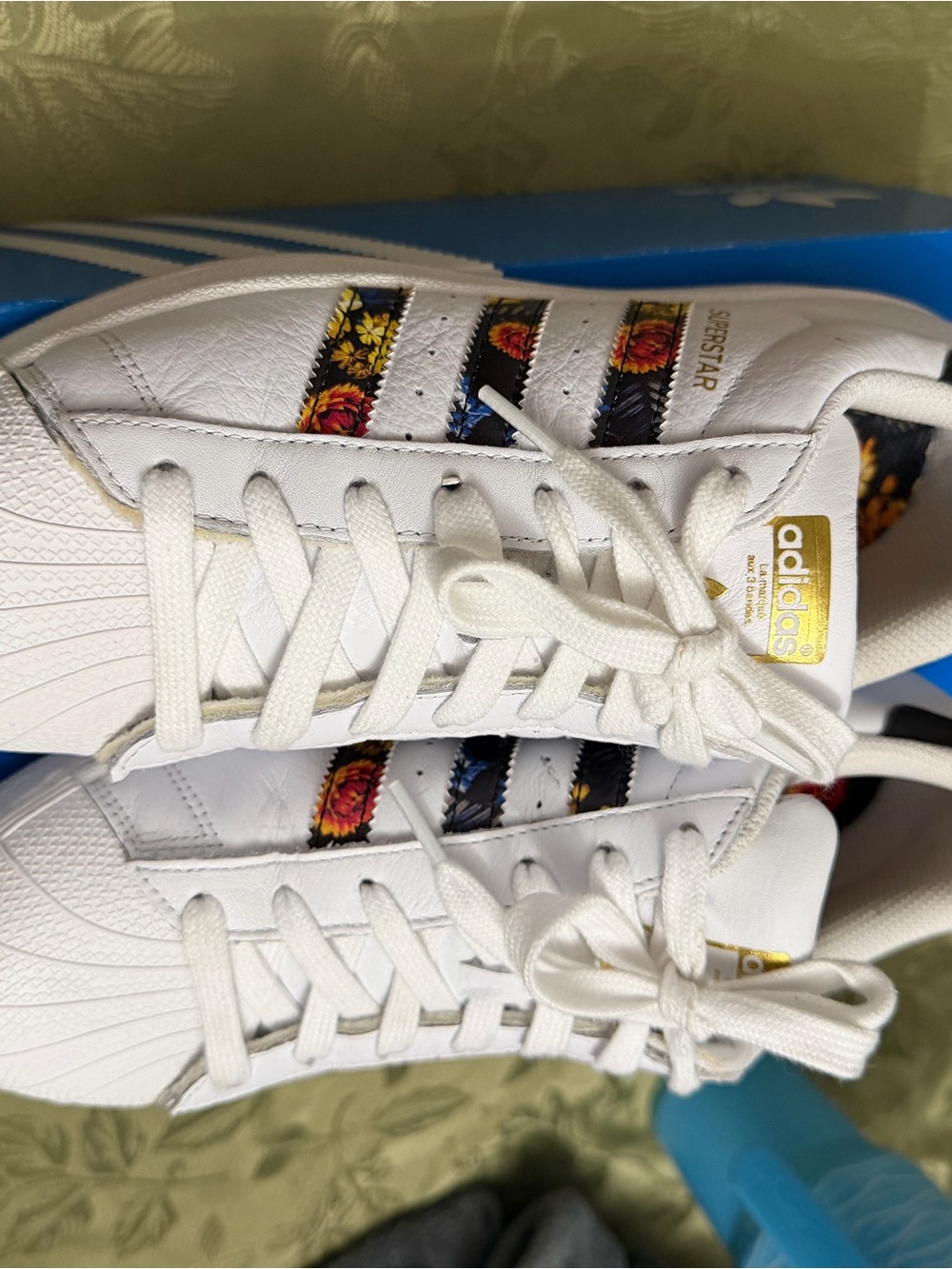 adidas White Sneakers with Floral Stripe Accents - Picture 8 of 9